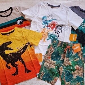 Gymboree Jurassic World Dinosaur Print T-Shirts and Shorts Bundle 5T NWT